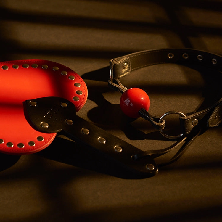Rouge Leather Ball Gag with Red Ball