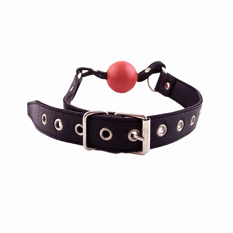 Rouge Leather Ball Gag with Red Ball
