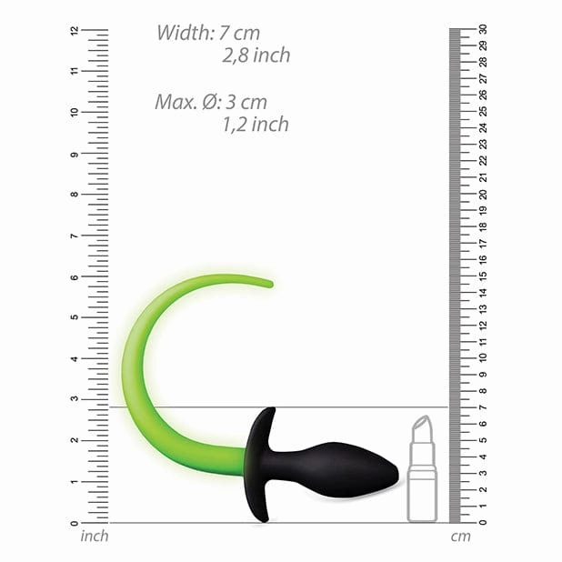 Shots - Ouch Puppy Tail Plug Glow in the Dark (Black)