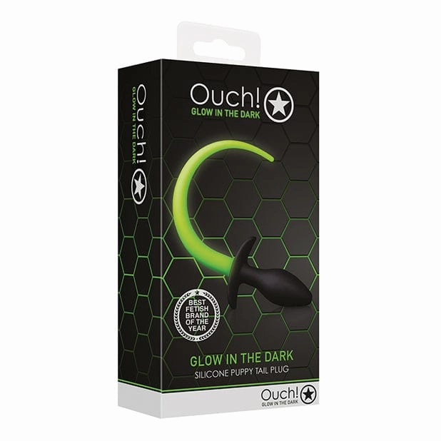 Shots - Ouch Puppy Tail Plug Glow in the Dark (Black)