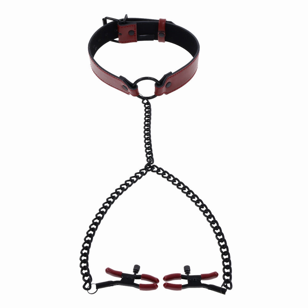 Sportsheets Saffron Collar With Nipple Clamps