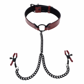 Sportsheets Saffron Collar With Nipple Clamps
