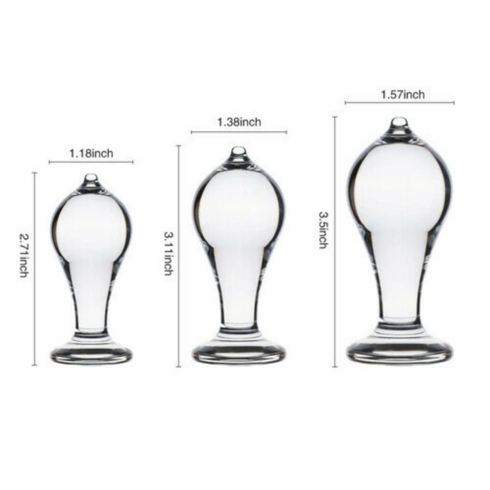 Transparent 3 Pieces Anal Plugs Trainer Kit with Round Tip Butt Plugs
