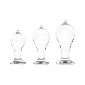 Transparent 3 Pieces Anal Plugs Trainer Kit with Round Tip Butt Plugs