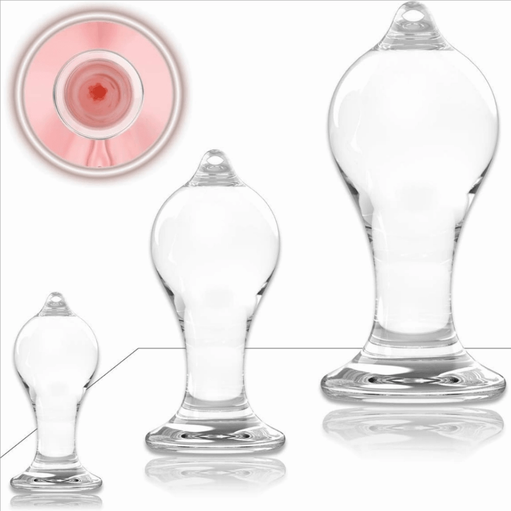 Transparent 3 Pieces Anal Plugs Trainer Kit with Round Tip Butt Plugs