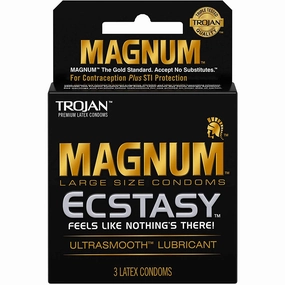 Trojan Magnum Ecstasy Large Size Lubricated Condoms - 3 Pack